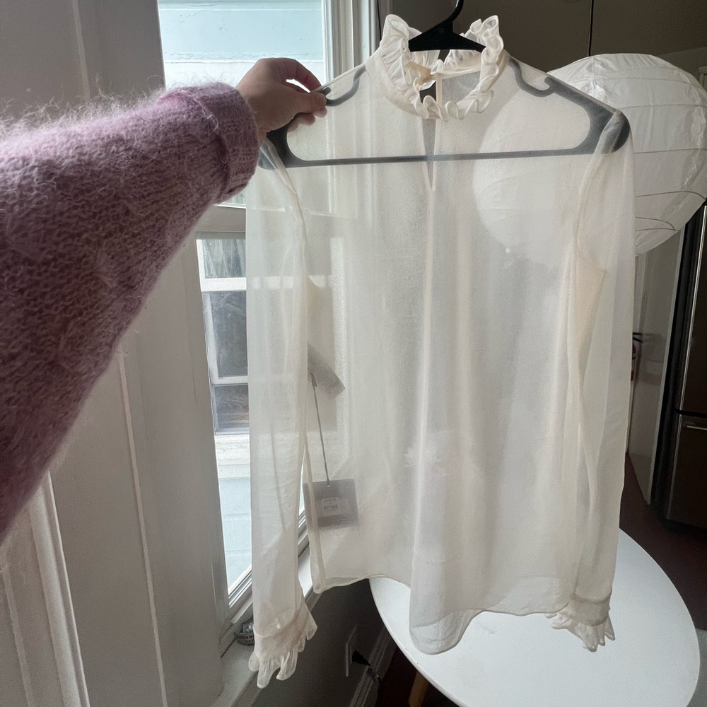 Philosophy Di Lorenzo Serafini sheer ivory blouse size small/medium